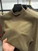 Sudadera Térmica de Manga Larga Derong para Hombre Otoño e Invierno Pulóver Cálido Top Color Sólido Doble Cara Cepillado Cuello Semi Alto Camiseta Gruesa