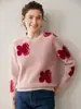Nuevo Suéter de Cachemira Otoño e Invierno 2025 para Mujer Tejido Jacquard Cuello Redondo Lindo con Forma de Corazón Suéter Base Holgado Suéter Casual