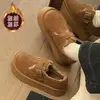 Sapatos de inverno de algodão femininos, forrados com fleece, estilo Birkenstock, nova coleção 2026, de calçar fácil, fofos, com sola grossa, botas de neve e sapatos casuais