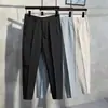 Pantalones de traje para hombre, corte entallado, rectos, antiarrugas, sin planchado, informales, de negocios, de alta calidad, negros, con dosificación recortada.
