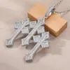 Colar com Pingente de Cruz Micro-Cravejado de Diamantes de Alta Resistência, Estilo Hip-Hop Europeu e Americano, Pingente de Joia de Rua de Luxo Leve Único de Nicho