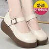 Oferta especial de la marca White Pillow Crane: nuevos zapatos de cuero genuino para madre de primavera y otoño, cómodos, antideslizantes, zapatos de cuero de plataforma de suela gruesa, estilo Mary Jane