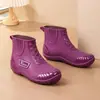 Botas de lluvia nuevas de caña corta para mujer, impermeables, a la moda, adecuadas para usar al aire libre, forradas de forro polar para abrigar, antideslizantes, ligeras e ideales para uso en la cocina