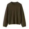 Nuevo Suéter de Punto para Mujer 2026 Otoño/Invierno, Mezcla de Hilo de Lana Tencel, Cuello Redondo, Manga Larga, Suave y Holgado, Top Base