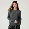 Suéter de Punto Calado de Cachemira Nuevo Otoño e Invierno para Mujer, Suave y Amigable con la Piel, Holgado, de Manga Larga, Suéter de Alta Calidad