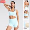 Sujetador Deportivo Cruzado Europeo y Americano de Cuello Halter para Mujer Verano Ropa de Yoga con Almohadillas en el Pecho Sexy Espalda Hermosa Sujetador de Pilates Yoga