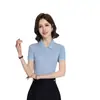 Camisa Polo Lel de Seda Gelada Respirável Fresca de Verão Cor Sólida para Casal Masculina e Feminina Mesma Roupa do Grupo Empresarial Bordada e Imprimível