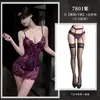Vestido de Renda Feimu Hot Wave Decote V Profundo com Laço e Peito à Mostra Lingerie Camisola de Tela Transparente 7801
