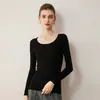 Suéter de Lã Fina 2026 Outono Novo Feminino Gola Redonda Baixa Slim Fit Camisa Básica Pulôver Fino de Merino Suéter Quente