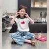 Camiseta Branca Tendência de Manga Curta para Meninas, Top Soltinho Fashion Estilo Coreano, Roupa para Crianças Maiores, Novo Estilo Verão 2025