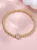 Pulsera Rongxing Transfronteriza de Zirconio Completo con 26 Letras Inglesas, Globo Burbuja, DIY, Pulsera Elástica de Cuentas de Cobre
