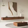 Gabinete de TV flutuante de madeira maciça para parede, para espaços pequenos, design estreito, ultrafino, gabinete de parede flutuante minimalista