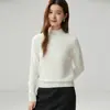 26 Otoño Invierno Nuevo Suéter de Cachemira 100% para Mujer Cuello Medio Alto Hombro Raglán Tejido Grueso Manga Larga Capa Base de Cachemira