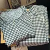 Pijama de algodón nublado de otoño para mujer, cárdigan de cuello redondo, conjunto de ropa de casa de manga larga y pantalón largo estilo coreano ins de dibujos animados para niñas
