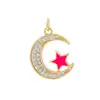 Accesorios de joyería con circonita microincrustada, serie Estrella Luna Gota de Aceite, electrochapado en oro real de 18 quilates, accesorios para collar colgante