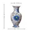 Jarrón de Cerámica Azul y Blanco de Jingdezhen Tarro de Almacenamiento Jarrón para Flores Secas Decoración de Sala de Estar Jarrón de Cerámica Pintado a Mano con Pintura Dorada Venta al por Mayor