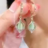 Novedad de Verano Pendientes Ojo de Ángel Lujo Ligero Sensación de Alta Gama Pendientes Largos Ojo de Gato Verde Pendiente con Sentido de Diseño de Nicho de Temperamento