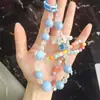 Nueva Cadena de Teléfono Móvil de Cuentas Pintada a Mano Linda de Dibujos Animados Moda Estudiante Llavero DIY Colgante de Bolso con Lazo