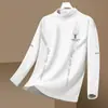 Camisa térmica masculina de outono e inverno, camiseta de manga comprida, top de outono com gola alta, marca moderna de roupas masculinas de alta qualidade
