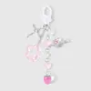 Chaveiro Fofo e Doce de Luxo Leve Cruz de Strass Prata Nota Musical Flor de Vidro Tulipa Estrela Cereja Morango