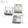Conector USB vertical 2.0AF base hembra enchufe recto de 180 grados 13.7 borde recto pie curvado engarzado pegamento blanco