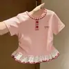 Camiseta de Manga Larga para Niña Primavera/Otoño 2026 Nueva Algodón Puro Diseño con Adorno de Encaje Sentido de Diseño Nicho Elegante Versátil Top