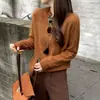 Suéter de Tricô Escovado Peça Única Sem Costura para Mulheres, Gola Meia-Alta, Manga Longa, Novo Estilo Outono/Inverno, Quente, Amigo da Pele, Camada Base Pulôver