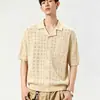 Suéter Transpirable con Ajour de Manga Corta de Marca de Moda Verano 2026 Camisa Polo Retro Americana con un Elegante Cuello Henley