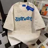 Camiseta de Algodón Puro Pesado Estilo Hip-Hop de Verano con Letras Tie-Dye Cuello Redondo Manga Corta Moderna Corte Amplio Adelgazante Top para Pareja para Hombres y Mujeres