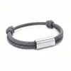 Joyería Transfronteriza Europea y Americana, Pulsera Ajustable Cuadrada de Tubo de Acero Inoxidable con Láser, Pulsera Ajustable Tejida a Mano de Paracord
