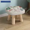 Taburete Pequeño para Uso en Casa, Taburete Bajo Creativo Cubierto de Tela, Taburete para Mesa de Café en la Sala de Estar, Silla Pequeña de Madera Maciza