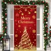 Cortina de puerta de Navidad, tela de fondo de puerta de poliéster, decoración de puerta para fiestas festivas, venta al por mayor transfronteriza, admite diseños personalizados basados en imágenes proporcionadas