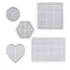 Poppy DIY Resina Rectangular Forma de Corazón Hexagonal Redondo Tablero de Ajedrez Rejilla Placa Bandeja Yeso Molde de Silicona
