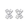925 Sterling Silver X Brincos Simples de Ouro Branco Feminino Cruz Geométrica Doce Girly Elegante Brincos 0887A