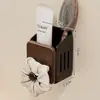 Portacepillos de Dientes de Nogal sin Taladro para Baño Montado en Pared Taza para Cepillo de Dientes Eléctrico Set Montado en Pared para Enjuague Bucal