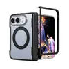 Adequado para Capa de Celular Dobrável iPhone Duo Eixo Central, Transparente Fosco Magnético Suporte de 360 Graus, Capa Dobrável Apple 82% de Desconto