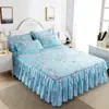 Saia de Cama Dupla Renda Transfronteiriça Conjunto de Três Peças Cobertura de Cama Espessa Antiderrapante Saia de Cama Cobertura de Cama de Peça Única Saia de Cama Atacado