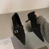 2026 Nuevo Otoño Commute Punta Fina Retro Gamuza Tacón de Aguja Alto Estilo Ligeramente Maduro Boca Baja Zapatos de Salón