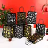 Bolsa de Presente de Natal de Luxo Leve, Bolsa de Papel Kraft Preta de Alta Qualidade e Versátil, Bolsa de Mão Criativa com Estampagem a Quente e Impressão Prateada