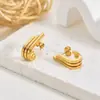 Pendientes Retro Europeos y Americanos de Acero Inoxidable Nicho de Gama Alta Asimétricos Geométricos Simples Pendientes con Textura Amarilla