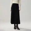 Saia Cony Yarn 35% Cashmere Engrossada Feminina com Listras Verticais Elegante e Fashion Versátil Emagrecedora Saia Evasê