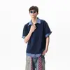 Camiseta de Manga Corta con Cuello Polo y Patchwork a Cuadros Estilo Universitario Coreano para Hombres y Mujeres, Diseño de Verano con Parte Superior Falsa de Dos Piezas con Cuello de Solapa