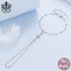 Aifula Design Pulseira Anel Estrela Cintilante Joia de Mão Peça Única Prata de Lei S925 Banhado a Ouro Branco Joias Atacado para Mulheres