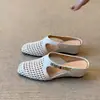 Versión de Cuero Suave con 5 cm de Aumento Oculto de Altura, Mocasines Cerrados Tejidos Calados, Transpirables para Uso al Aire Libre, Adecuados para Combinar con Faldas, Sandalias de Suela Gruesa para Mujer