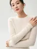 Suéter de cachemira acanalado sin costuras, corte ajustado para mujer, cuello redondo, capa base ajustada, estilo simple otoño/invierno, suéter de punto