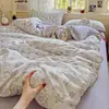 Conjunto de Roupa de Cama de Gaze Dupla Classe A Quatro Peças Capa de Edredom de Algodão Puro Lavado Lençol de Cama Conjunto de Três Peças para Dormitório Individual 4