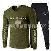 Nuevo Conjunto de Dos Piezas de Camiseta Cómoda de Cuello Redondo de Manga Larga de Moda para Primavera + Pantalones Deportivos Camisa de Grupo para Actividades al Aire Libre Traje de Trabajo