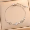 Nuevo Pulsera de Flor y Mariposa de Circonita de Lujo Ligero Estilo Francés para Mujer, Moderna y Versátil, Joyería de Diseño de Nicho de Alta Gama