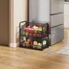 Carrinho Pequeno de Cozinha Prateleira de Armazenamento Doméstica de Chão Móvel Prateleira Multicamadas Cesta de Frutas e Legumes Multifuncional Prateleira de Armazenamento