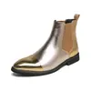 Sapatos de couro de cano alto para primavera e outono, botas de couro versáteis, botas de trabalho, botas masculinas retrô, botas Chelsea estilo europeu e britânico, botas curtas brilhantes